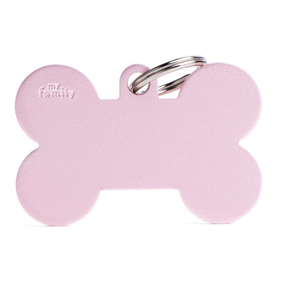 MyFamily ID Tag Basic Collection Bone XL Pink in Aluminium