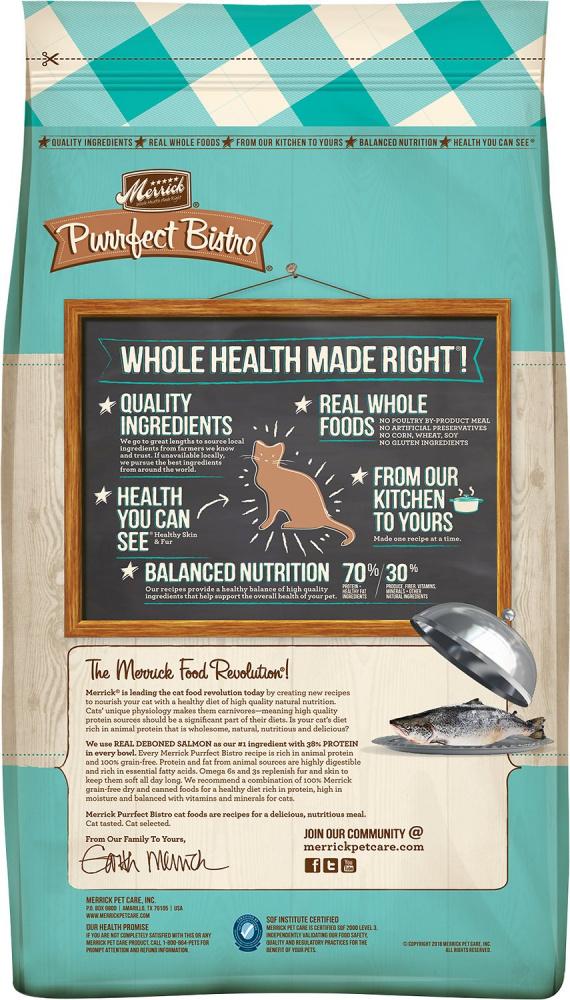 Merrick Purrfect Bistro Grain Free Real Salmon Sweet Potato Recipe Dry Cat Food Hilton NY Pet Friendly Pickup Delivery