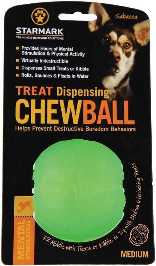 Starmark Treat Dispensing Chew Ball Tough Dog Toy, Medium/Large < Pets Plus