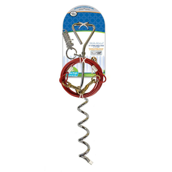 Four Paws® Walk-About® Combo Dog Tie-Out Stake with Cable