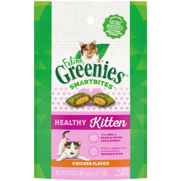 Feline Greenies Smartbites Healthy Kitten Treats Chicken Flavored Cat Treats (2.1 oz)