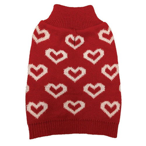 Fashion Pet Allover Red Hearts Sweater (Large)