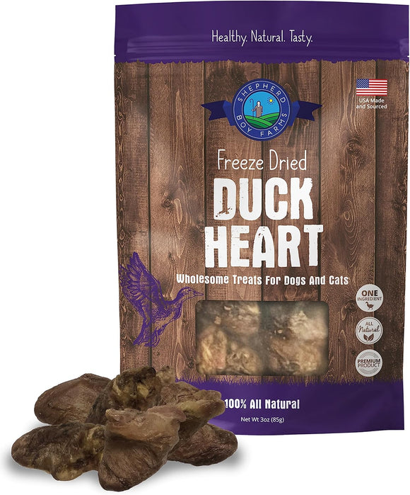 Shepherd Boy Farms Freeze-Dried Duck Heart For Dogs and Cats (3 oz (Small))