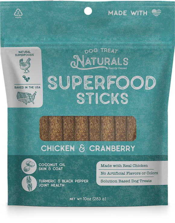 Dog Treat Naturals Chicken & Cranberry Superfood Sticks