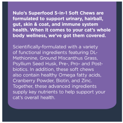 Nulo’s Superfood 5-in-1 Soft Chews for Cats