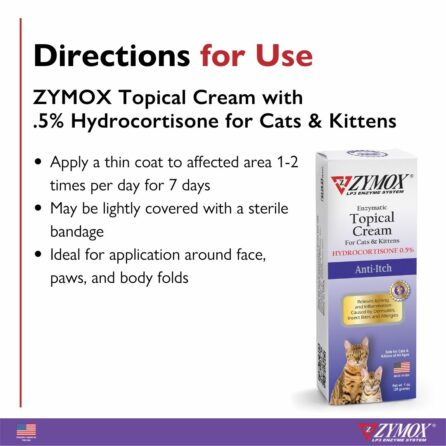 ZYMOX Enzymatic Topical Cream with 0.5% Hydrocortisone for Cats & Kittens (1-oz)