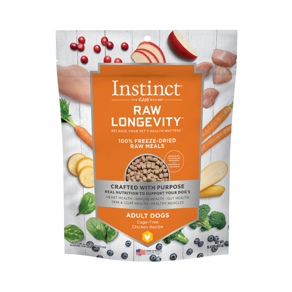 Instinct® Dog Food Raw Longevity 100% Freeze-Dried Raw Meals Cage-Free Chicken Recipe for Adult Dogs Adult Dogs (5 oz)