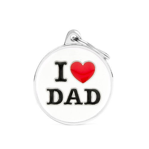 MyFamily Charms Big I Love Dad ID Tag (Grande, White)