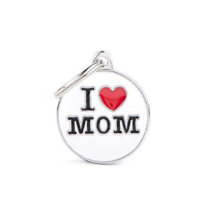 MyFamily Charms Small "I Love Mom" ID Tag (Media, White)