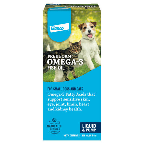 Free Form Omega-3 Fish Oil Liquid Pump Supplement for Small Dogs and Cats