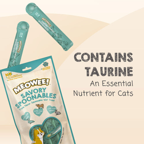 Meowee! Savory Spoonables with Duck, Beef + Rabbit Wet Treats for Cats