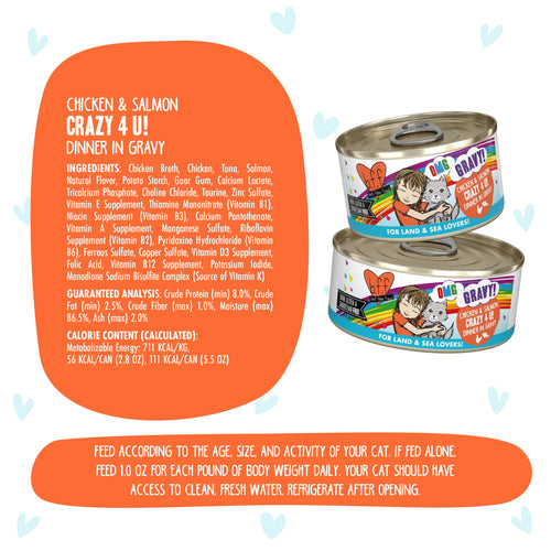 Weruva BFF Oh My Gravy Crazy 4 U Grain Free Chicken & Salmon in Gravy Canned Cat Food