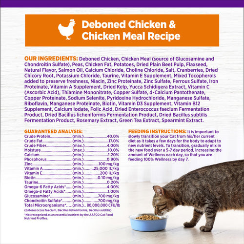 Wellness Complete Health Natural Adult Grain Free Deboned Chicken and Chicken Meal Dry Cat Food