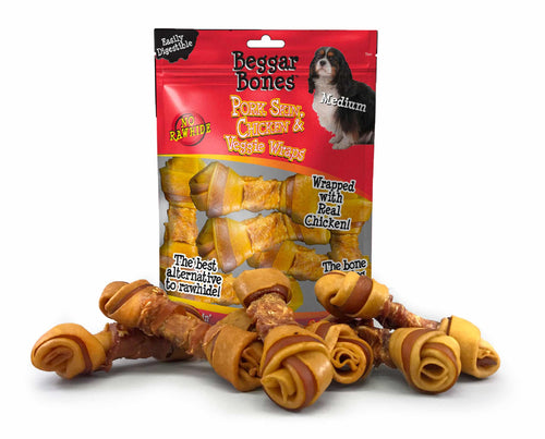 Savory Prime Beggar Bone Pork Skin, Chicken & Veggie Wraps Value Bag Large 3 pk