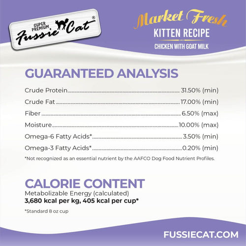 Fussie Cat  Market Fresh Chicken with Goat Milk Kitten Recipe Dry Cat Food