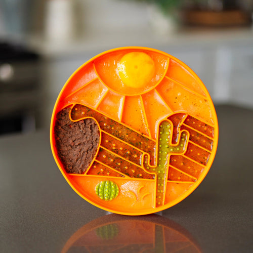 Messy Mutts Desert motif 8 Silicone Dog Lick Bowl Interactive Dog Bowl