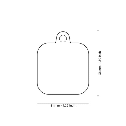 MyFamily Hushtag Chrome-Plated Brass Square ID Tag with Black Rubber