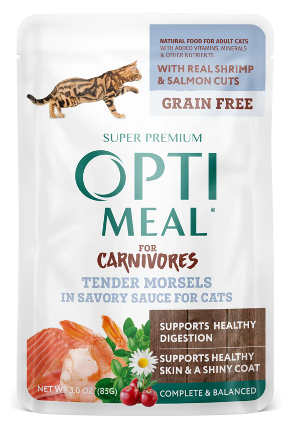 Optimeal® Tender Morsels With Real Shrimp & Salmon Cuts In Savory Sauce For Adult Cats