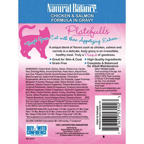 Natural Balance Platefulls Regular Grain Free Chicken and Salmon in Gravy Pouch Wet Cat Food