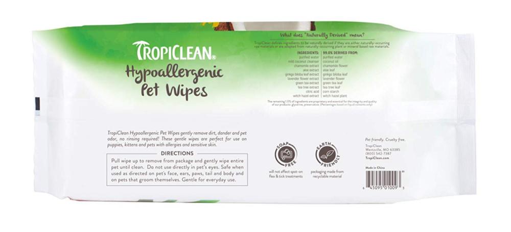 Tropiclean shop hypoallergenic wipes