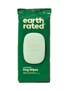 Earth Rated Plant-Based Dog Grooming Wipes (100 Wipes (1 Pack), Unscented)