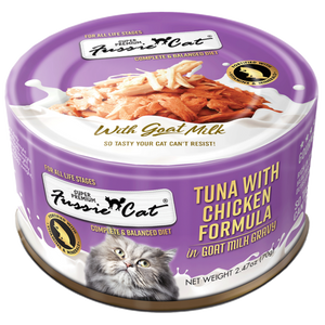 Fussie Cat Premium Tuna with Chicken Formula in Goat Milk Gravy Canned Cat Food (2.47 oz (70g) Can)