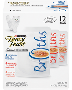 Purina Fancy Feast® Classic Seafood Broths for Cats Wet Cat Food Variety Pack