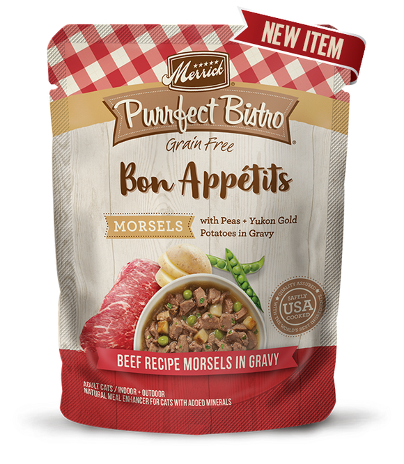 Merrick Purrfect Bistro Bon Appétits Beef Recipe Morsels in Gravy Cat Food