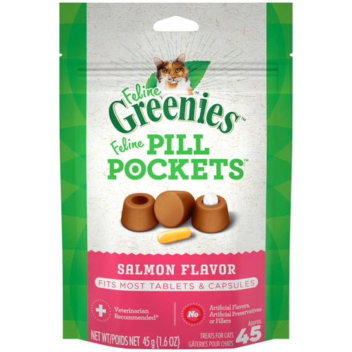 FELINE GREENIES PILL POCKETS Natural Cat Treats, Salmon Flavor